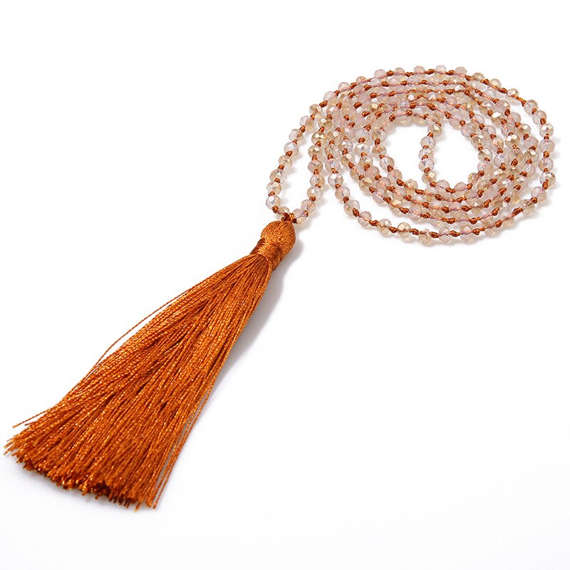 Boho Long Fringe Tassel Necklaces Women Glass Beads Crystal Statement Collar Bohemian Jewelry: 7