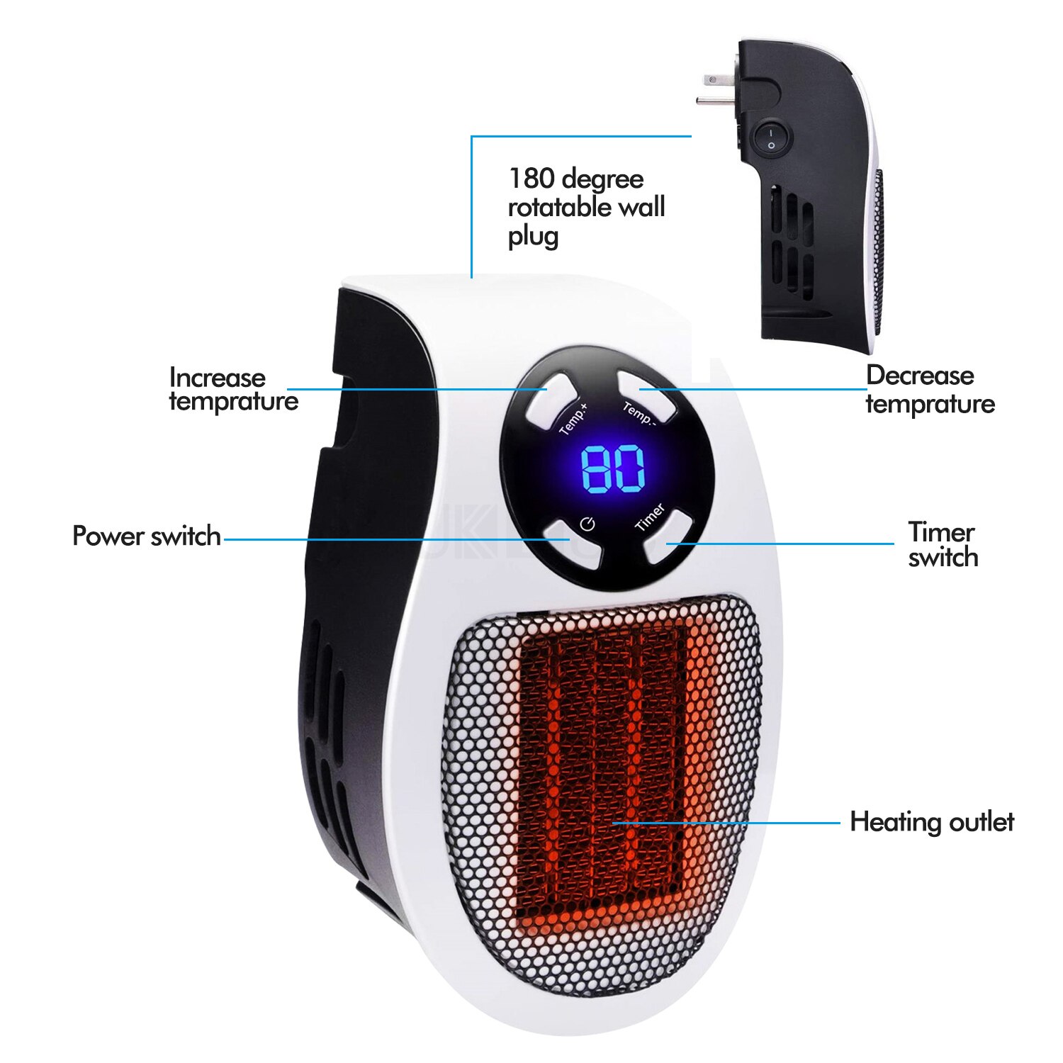 500W Draagbare Elektrische Kachel Smart Space Heater Desktop Huishouden Muur Handige Verwarming Kachel Radiator Kachel