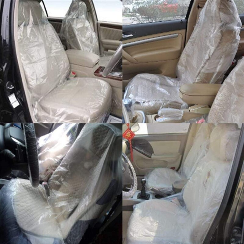 3 stk. bil engangs plastik sædeovertræk køretøjsbeskytter mekaniker betjent sæde rat gearstang støvdæksler – Grandado