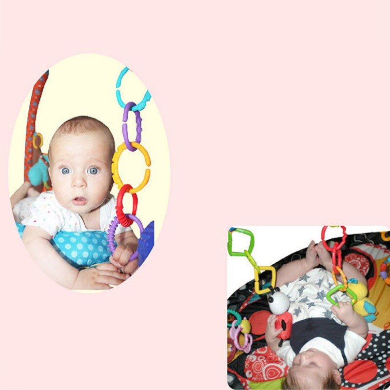 Baby Regenboog Cirkel Link Speelgoed Bijtring Ringen Wieg Bed Wandelwagen Opknoping 6 Pcs