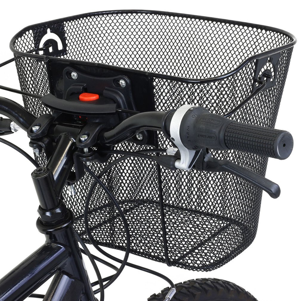 Bicicleta de metal malha cesta mtb mountain bike cesta liberação rápida alça ciclismo frente cesta dobrável