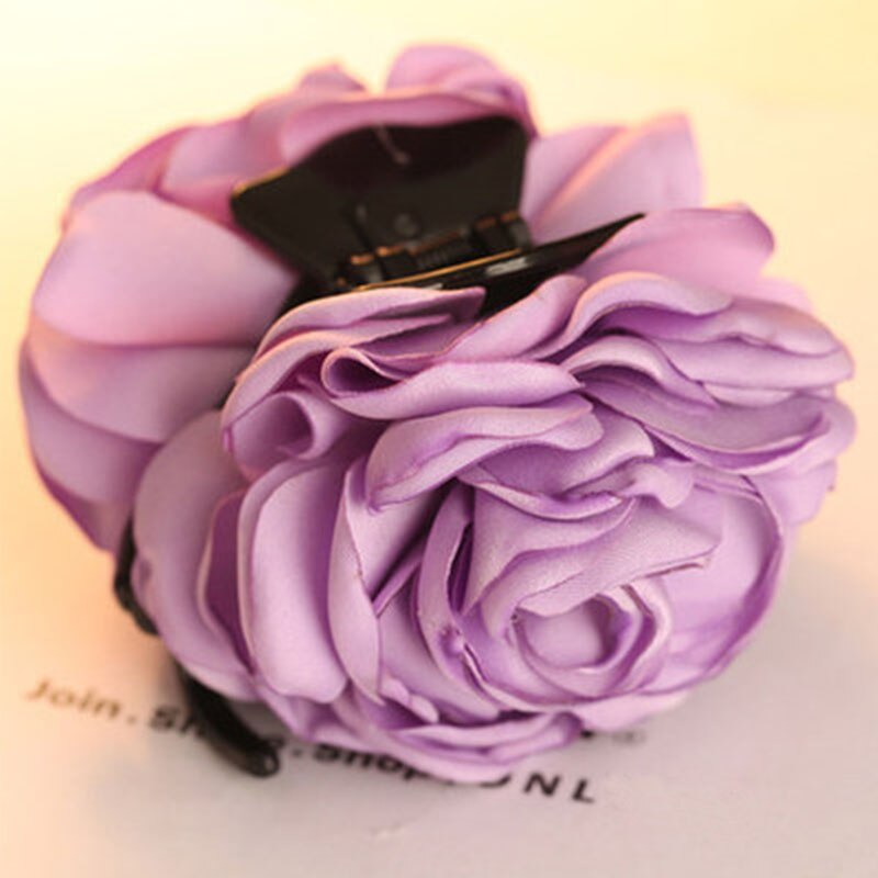Cloth Rose Flower 1pc Women Ponytail Barrette Jaw Clip Double Sided Flower Accessories Decoration Bow Hair Claw: 8