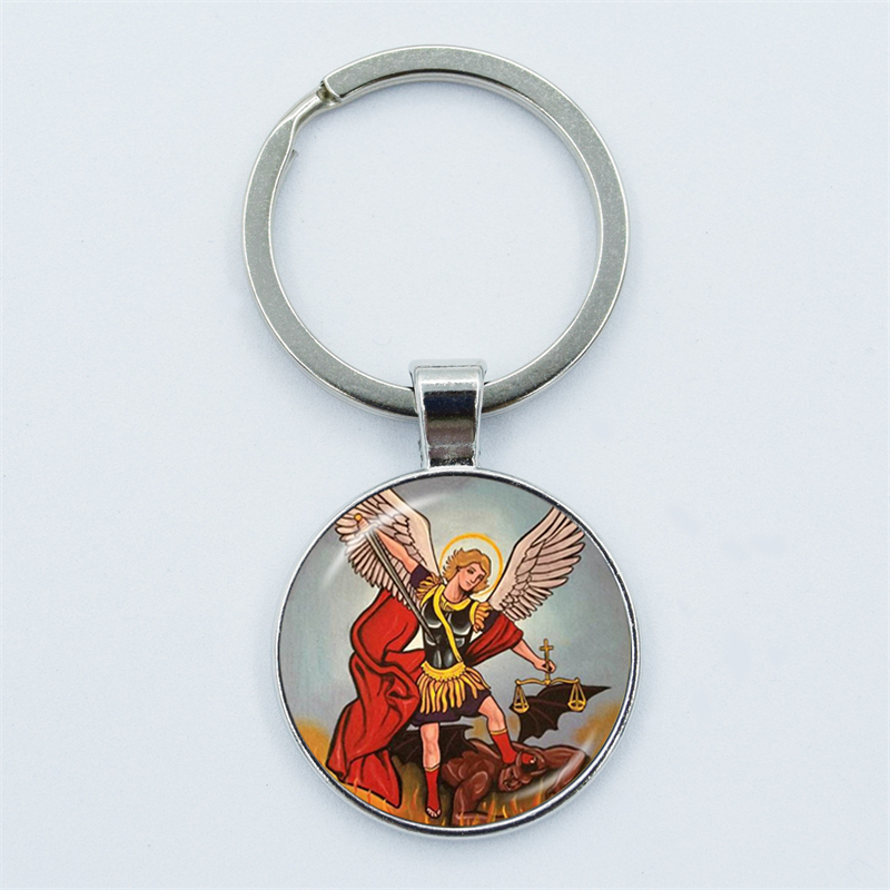 Aartsengel St.Michael sleutelhanger Bescherm mij Saint Shield Angel Protection hanger sleutelhanger Orhodox amulet christelijke sieraden cadeau