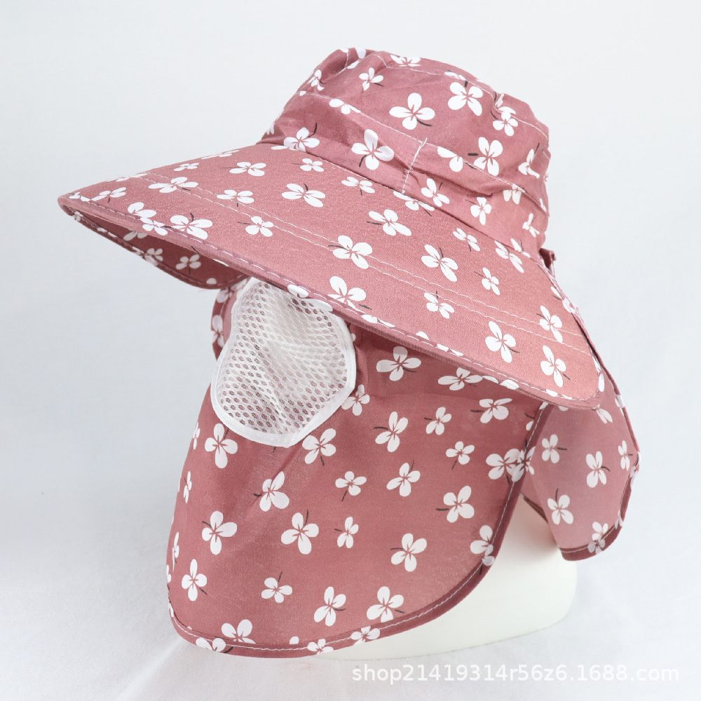 Women UV Protection Cap Breathable Big Brim Outdoor Sun Hat With Face Neck Flap Woman Working Hat: Brown