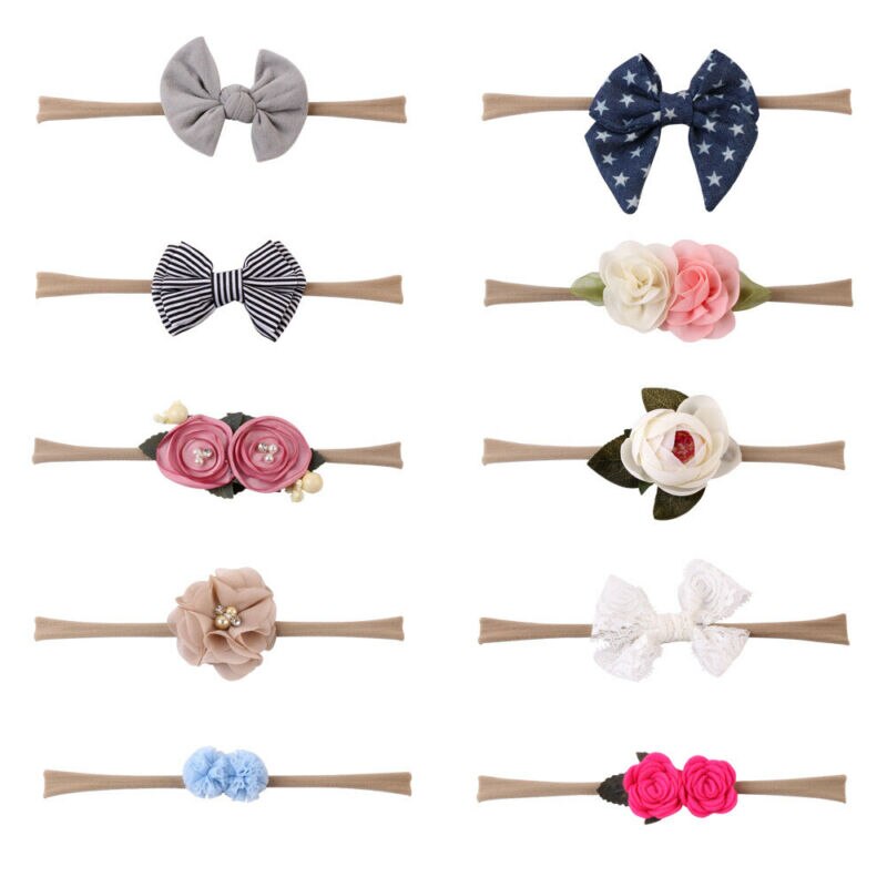 accesorios para bebés 10 unids/set accesorios para el cabello para niñas recién nacidas diadema de flores Bowknot