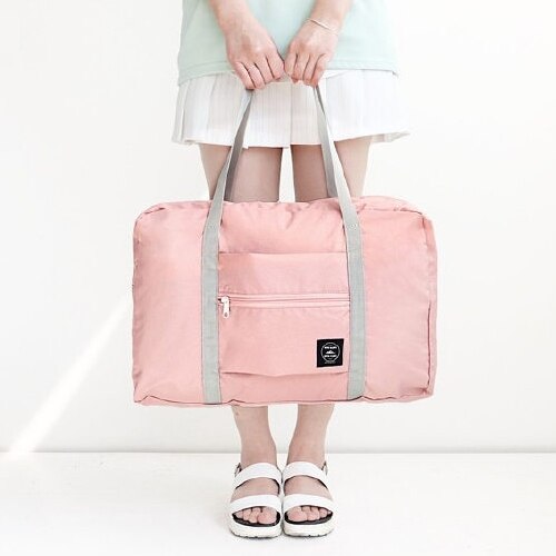 Travel Duffel Bag - Large Capacity Shoulder Bag - Foldable Shopping Organizer - 36x33x11cm - Nylon Oxford Cloth: Pink small