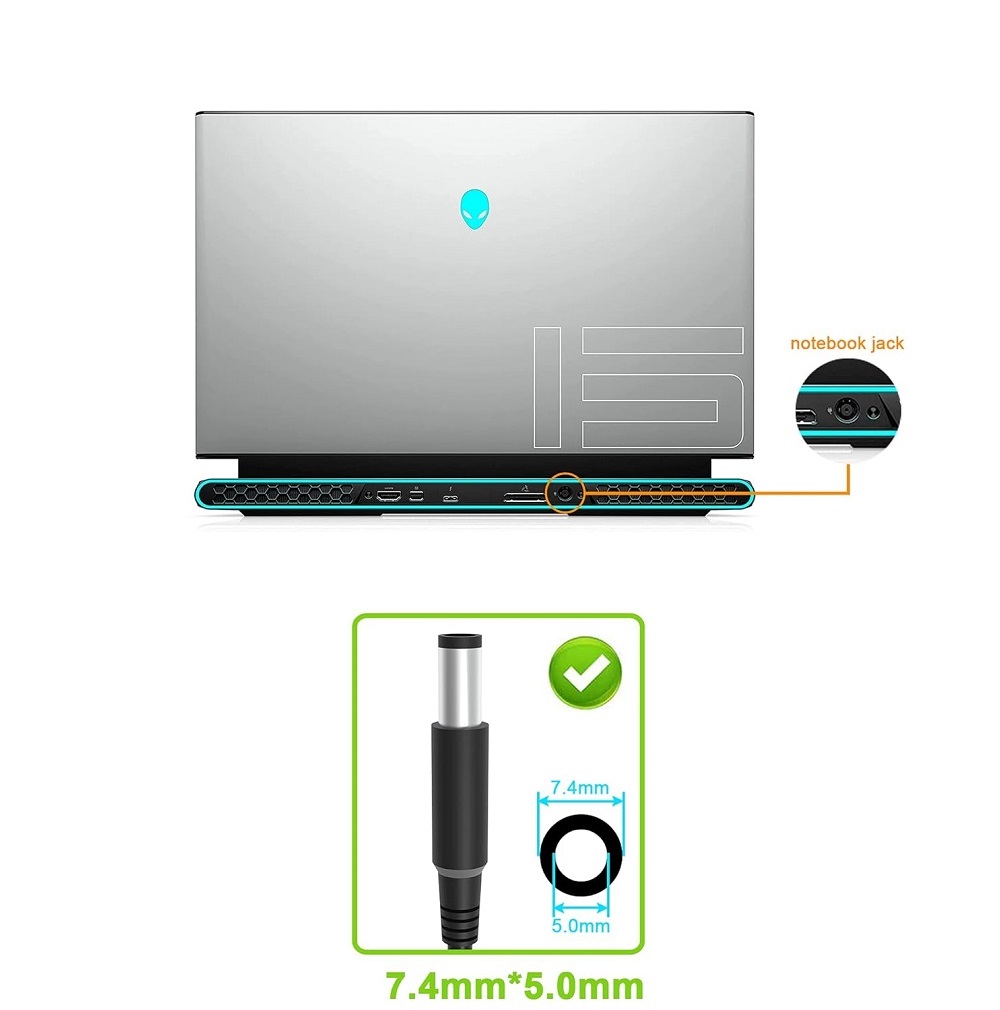 240W 19.5V 12.3A 7.4*5.0mm ADP-240AB GaN Charger Laptop Adapter For Dell Alienware M15x M17x M18X R2 X51 M4700 M6700 M6800 J211H
