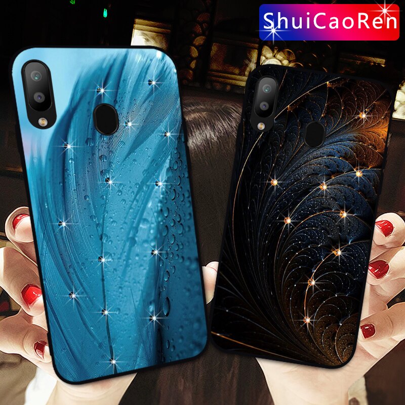 Luxus Silikon Fällen Für Samsung Galaxy M10 M20 M30 Glitter Diamant Shell Zurück Abdeckung Für Samsung M 10 20 30 strass Fall