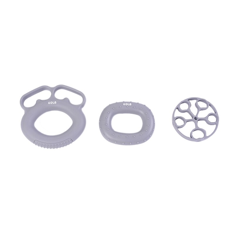 3Pcs Hand Gripper Trainer Finger Exerciser Forearm Hand Carpal Expander Dynamometer Grip Trainer Rings Set: Gray
