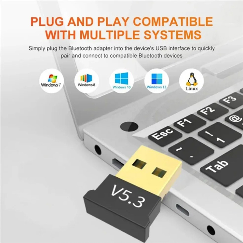 Bluetooth 5.3 USB Adapter Wireless Bluetooth 5.1 Dongle Adapter for PC Laptop Wireless Speaker Audio Receiver USB Transmitter