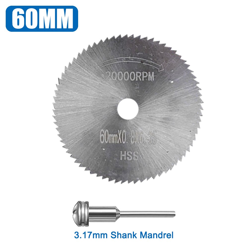 HSS Mini Circular Saw Blade Set Sharpcut Dremel Cutting Disc Drill Blade and Mandrel Woodworking Dremel Accessories Rotary Tools: 60mm Set