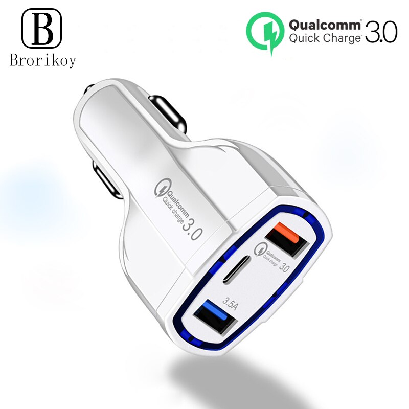 Chargeur de voiture QC 3.0 à 2 Ports USB C, Charge rapide 3.0, adaptateur de Charge pour téléphone portable, pour iPhone X Xs Xiaomi