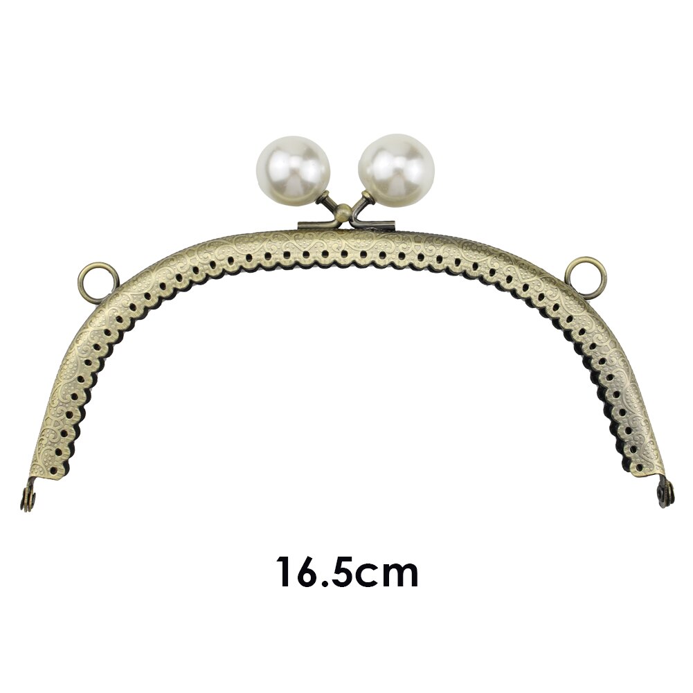 Pearl Flower Pattern Wallet Metal Handle Frame Arc Shaped DIY Clutch Purse Bag Kiss Clasp Lock Handbag Hardware Accessories: 16.5cm