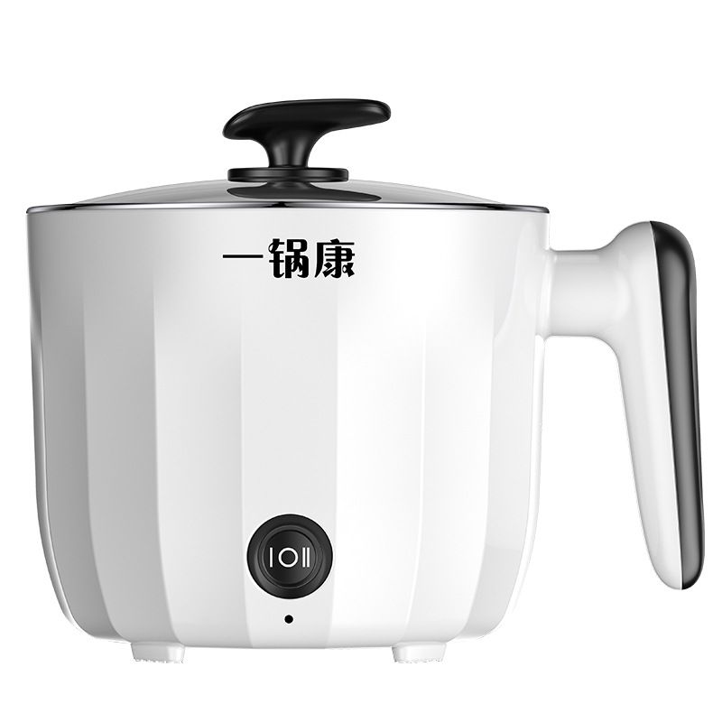 Olla eléctrica multifunción para cocinar en el hogar olla pequeña potencia fogón pequeño eléctrico sartén eléctrica para 1-2 personas: Blanco