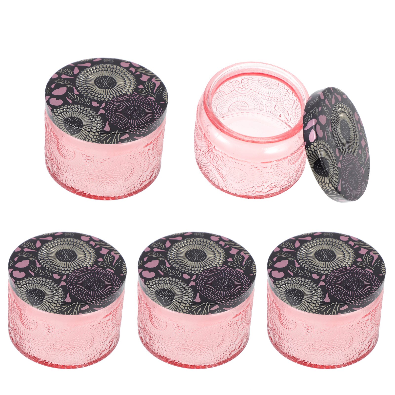 Bocaux à bougies exquis, 5 pièces, bougeoirs à faire soi-même, récipients pour bougies d'aromathérapie: Pink