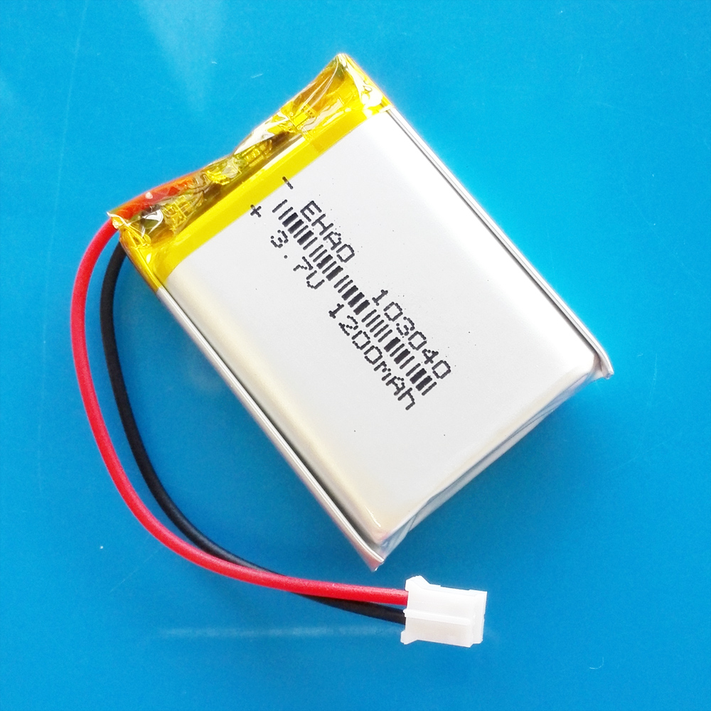 103040 3.7V 1200mAh Lipo Polymer Lithium Rechargeable Battery + JST PH 2.0mm 2pin Plug For MP3 GPS DVD Recorder Headset Camera