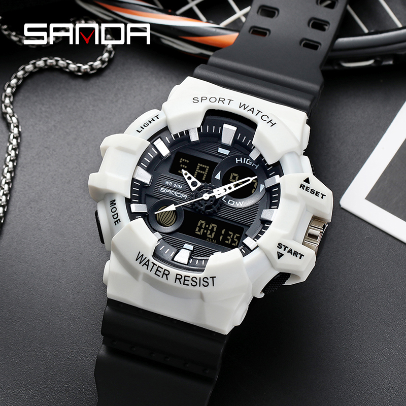 Sanda heren elektronisch horloge waterdicht lichtgevend sporthorloge heren elektronisch digitaal horloge relogio digital montre homme