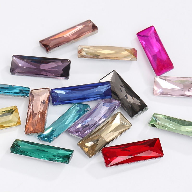 Meerdere Kleur Prinses Baguette Glas Accessoires Kleding Strass Mobiele Telefoon Patches Pointback Strass Accessoire