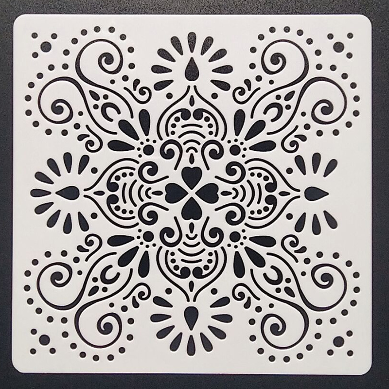1 stk 20*20cm laciness sjablong for møbler vegger maling dekorasjon lagdeling plast diy fargelegging preging utklippsbok stensiler: C34