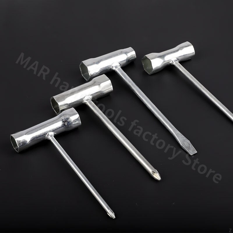 Socket Wrench With Slotted And Phillips Head Spark Plug T-shaped Mini Wrench Multifunctional Carbon Steel Chain Saw Lawn Mower