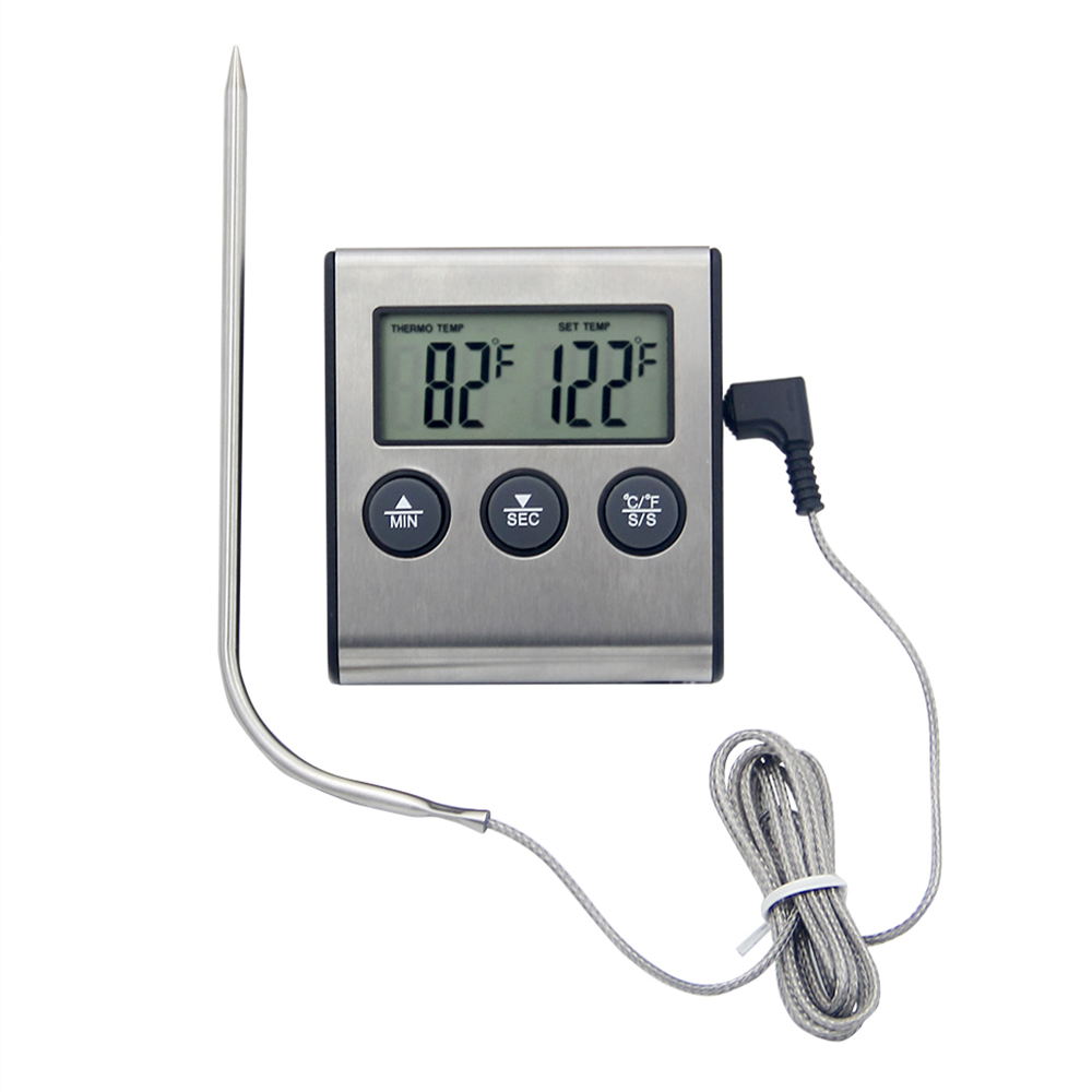 Digital Food Meat Cooking Kitchen Thermometer for Smoker Grill Oven BBQ Clock Timer 0~250°C Food Thermometer Kitchen BBQ Steak: Default Title