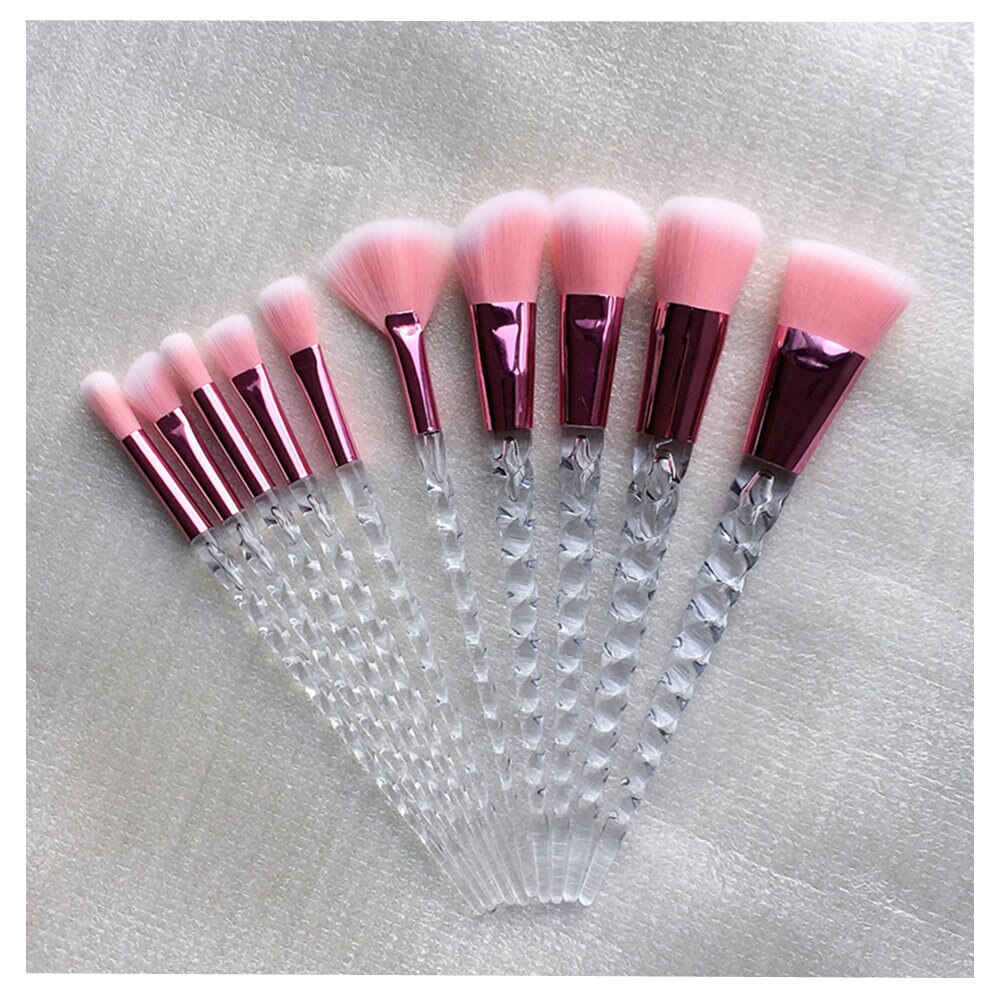 Set van 10 eenhoorn make-upkwasten, foundation, poeder, blush, cosmetische wimpers, oogschaduw, eyeliner, lippenkwast, make-upkwast, gereedschap: 11
