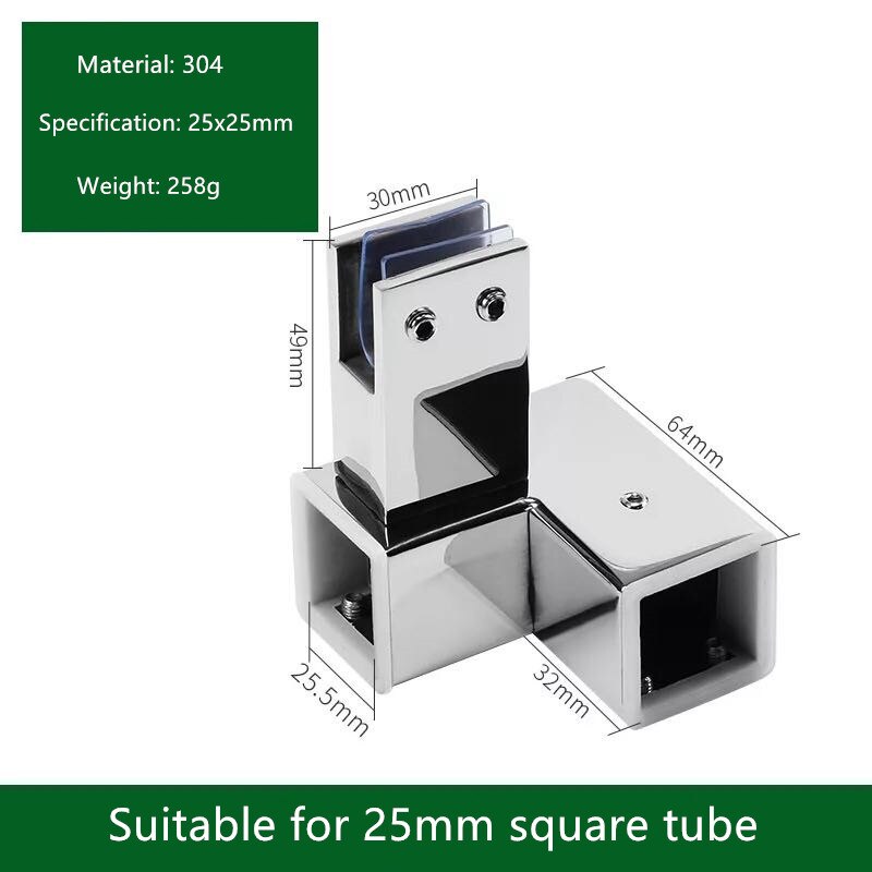 25mm fyrkantigt rör rostfritt stål anslutande hängande klämma t-formad tee 90 135 graders rakt hörn universal fläns säte: 5