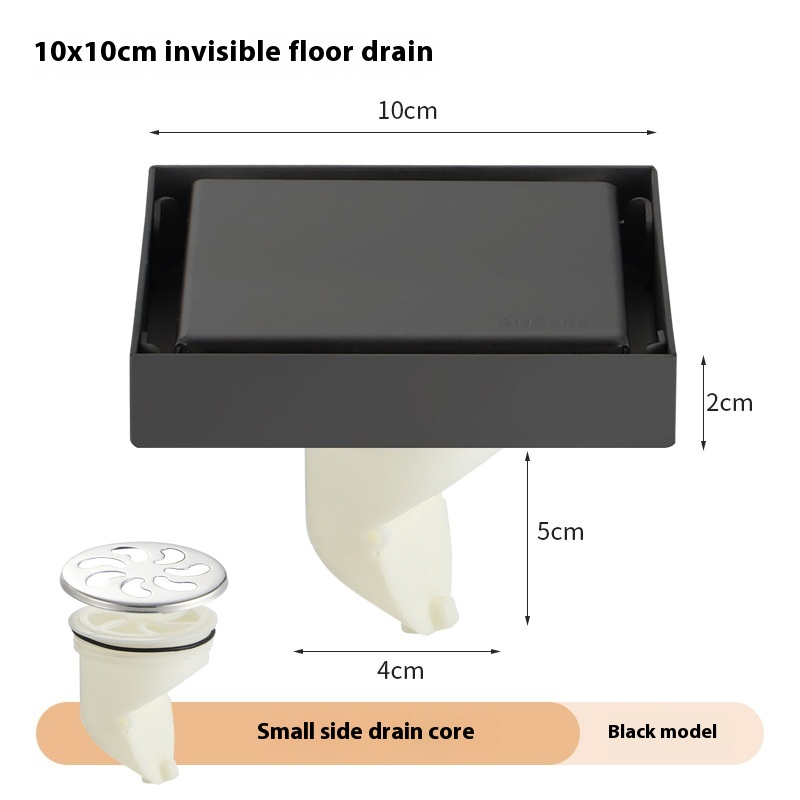 Siphon de sol invisible en acier inoxydable 304, drainage GNE, anti-odeur, noir, carré, salle de bain, toilette, salle de douche: Bleu