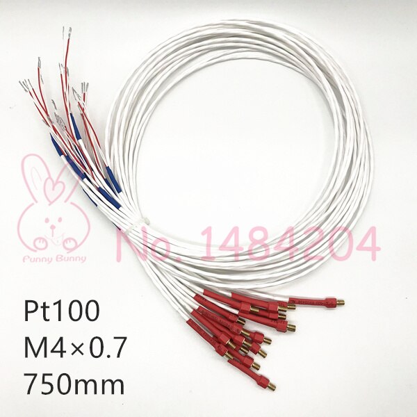 High Precision PT100 Temperature Sensor Class A RTD Probe M4 Brass Screw Thread 6mm 3-Core Teflon Wire 750mm for Coffee Machine: M4  750mm