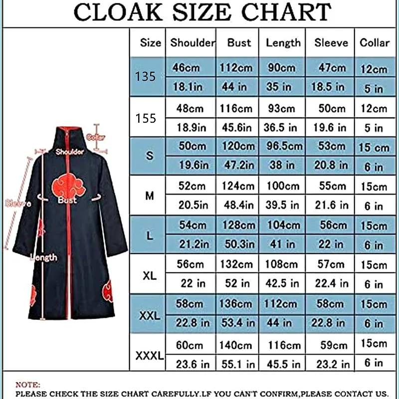 Disfraz de Anime Ninja, bata de organización del amanecer de Halloween, capa de nube roja bordada, bata negra Unisex, anillo con collar