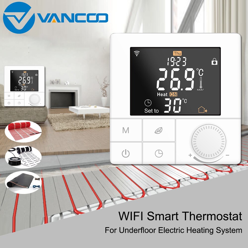 Vancoo wifi termostat 220v temperaturregulator digital elektrisk golvvärme smart termostat smart hemstyrning