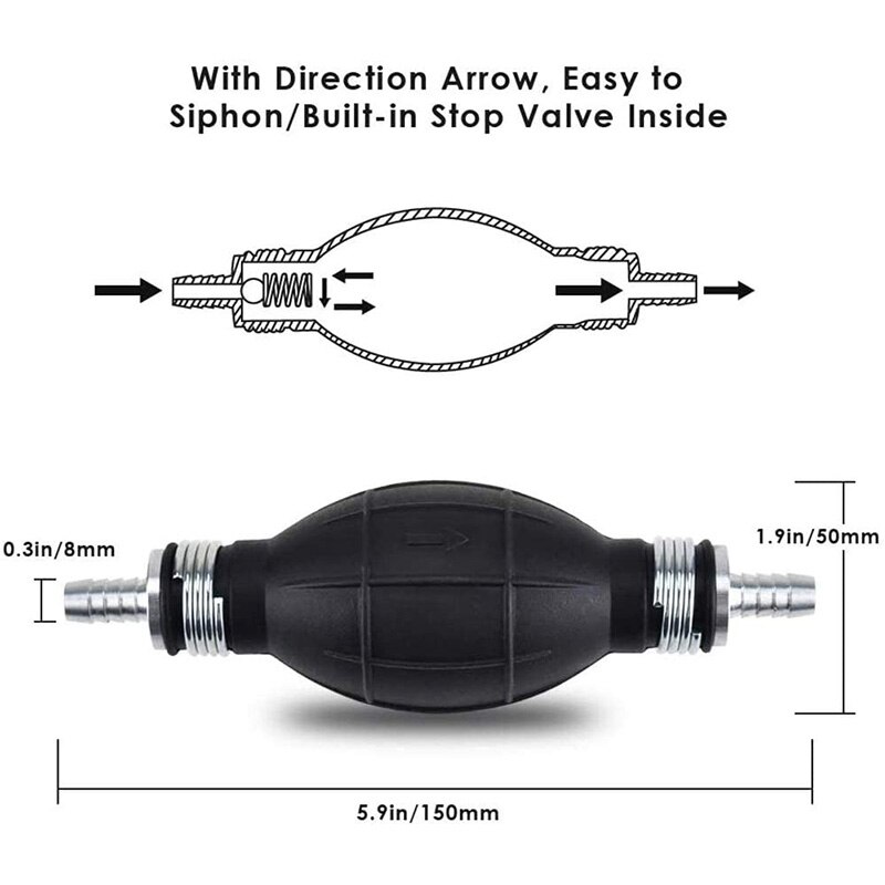 Siphon de pompe de transfert de carburant, adapté au réservoir de poissons d'eau liquide à essence, avec 2 tuyaux en PVC durables, portables et largement utilisés