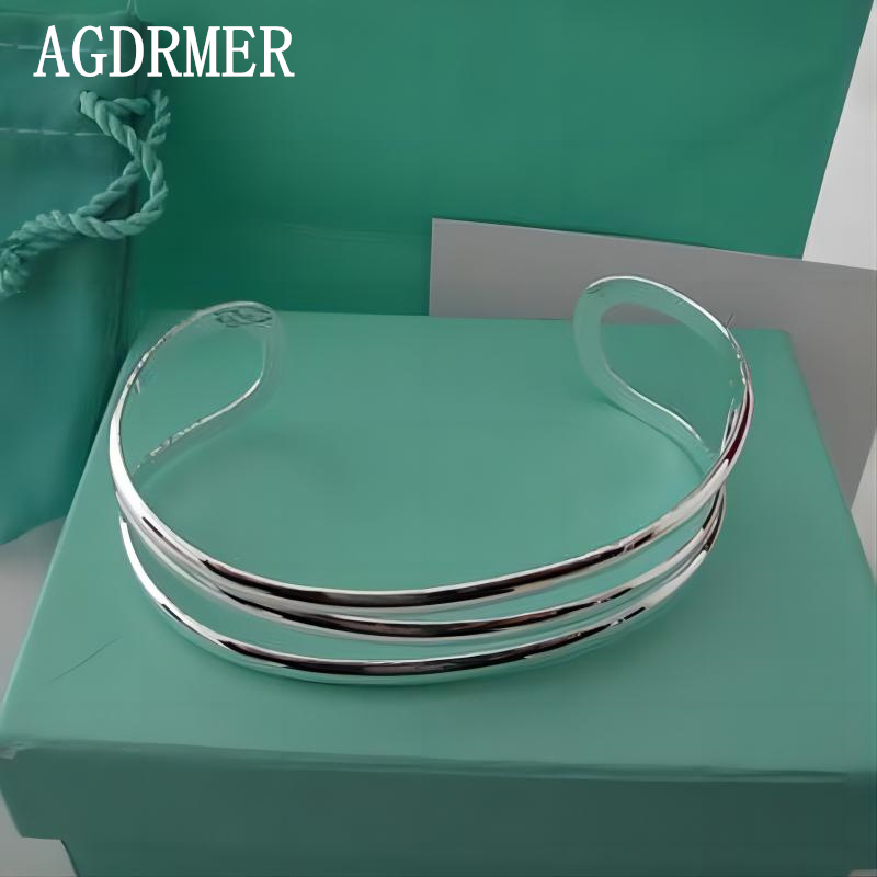 Mode Vrouwelijke 925 Sterling Silver Bangle Eenvoudige Effen Smooth Armband Voor Vrouwen Charm Sieraden Party Verjaardag: GRIJS