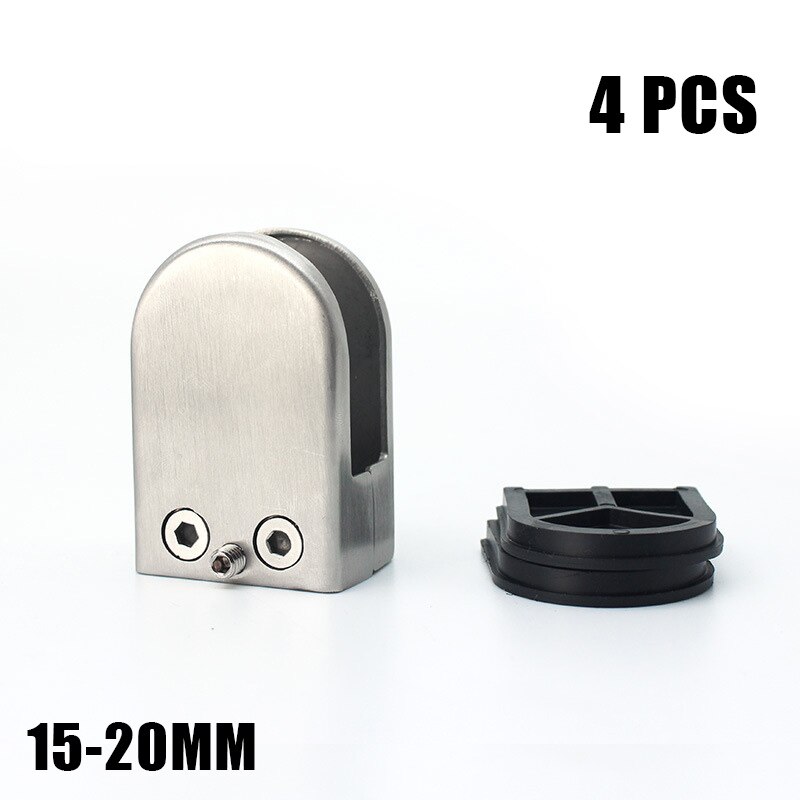 Glass Clamps 4/8PCS Stainless Steel Glass Clamps Adjustable Glass Bracket Flat Back for Balustrade Staircase Handrail WWO66: 20mm 4PCS