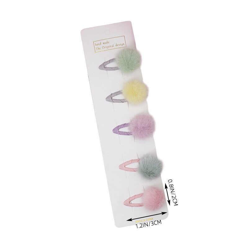 5 Stks/partij Leuke Pompom Baby Meisje Haar Clips Set Candy Kleur Mini Bal Prinses Hoofddeksels Kids Haarspeldjes Baby Haar accessoires