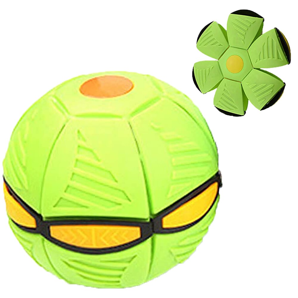 Ufo-flugscheibe, flache wurfscheibe mit led-licht und musik, spielzeug für kinder, basketballspiel für draußen im garten, magischer, deformierter ball, 23cm bälle: Grüne 3 leds
