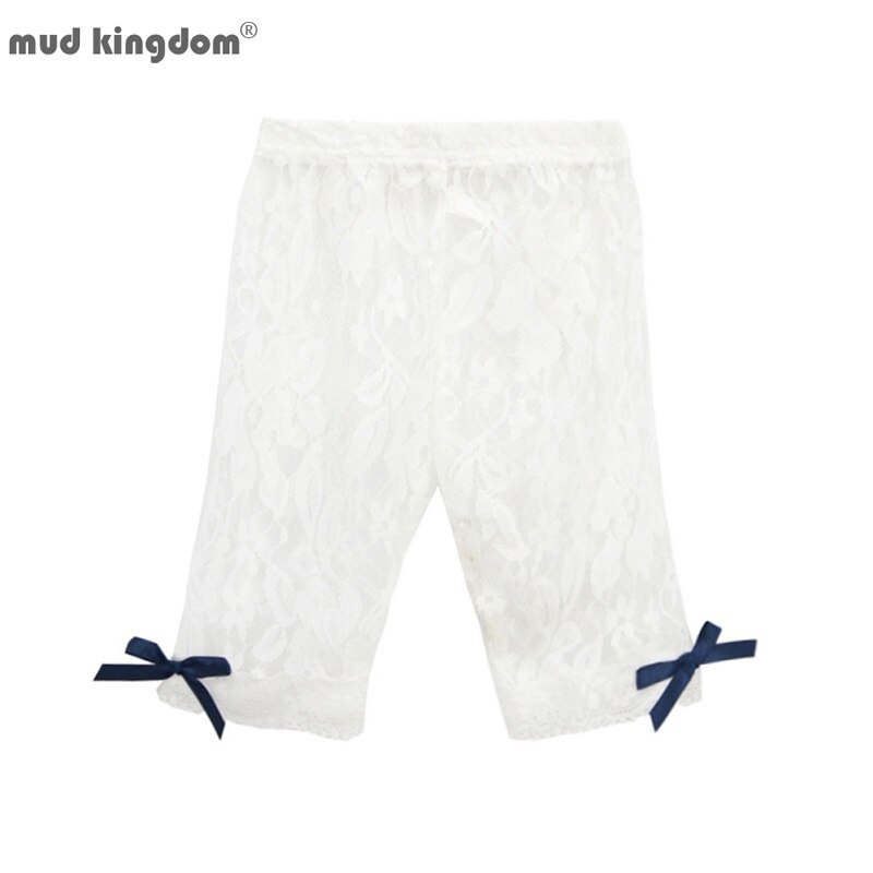 Mudkingdom verano mallas de encaje chicas ligero transpirable elástico de la Leggings cortos para niña ropa blanca pantalones cortos