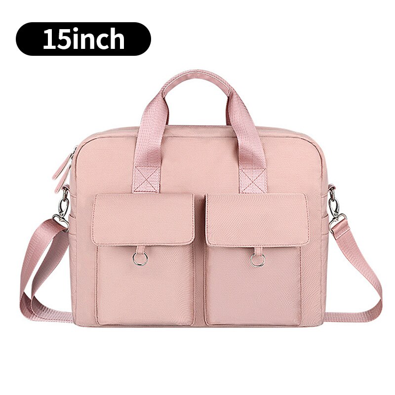 Unissex maleta à prova dunisex água náilon sacos do portátil ombro sólido crossbody saco bolsas de negócios documentos escritório saco de armazenamento xa776z: Pink 15.4inch