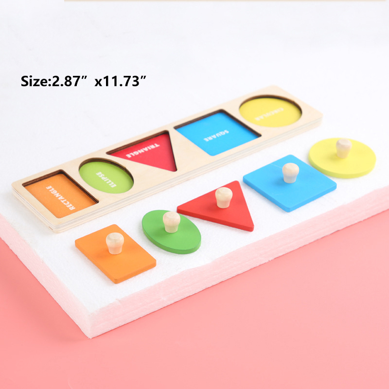 Wooden Montessori Geometric Puzzle Peg Board,Early Education Sensorial Toy for Toddlers Shape And Color Sorting Toys For Baby: Red