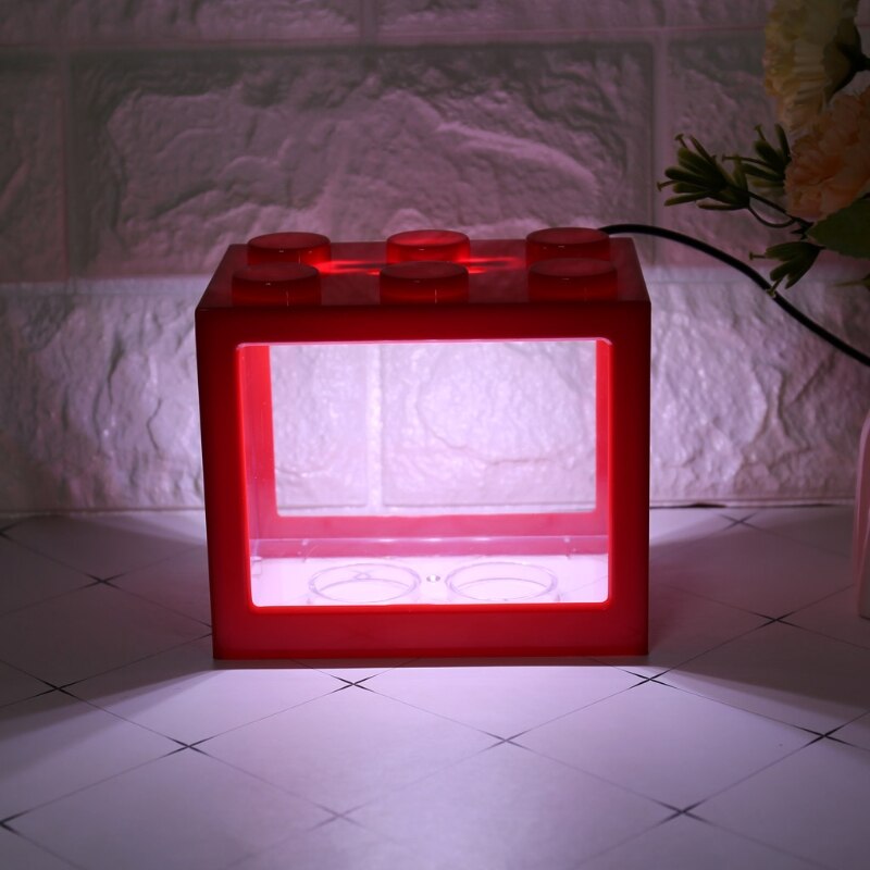 Usb mini akvarium fisketank med ledet lampe lys betta fisk slåss sylinder