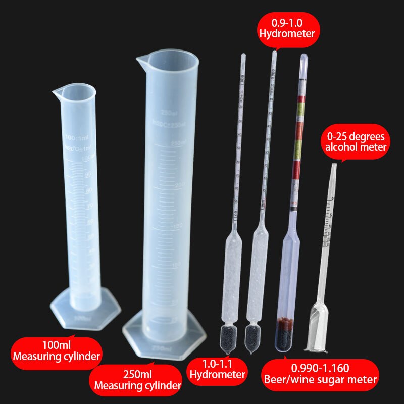 100/250ml/ measuring cylinder hydrometer home brewing equipment tool measuring alcohol content wine measuring sugar content