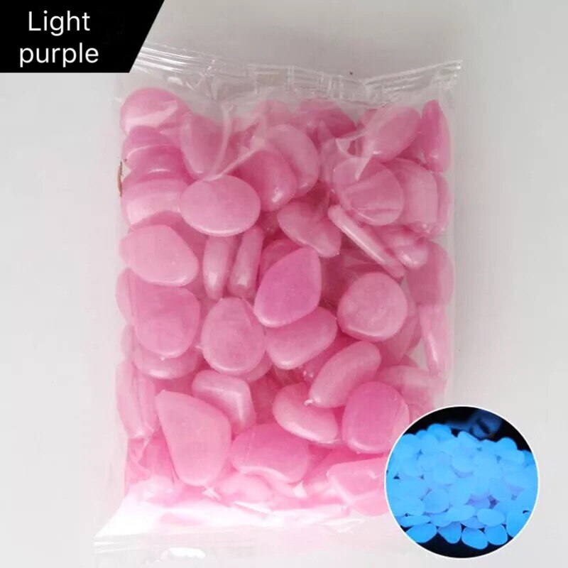 100/200Pcs Garden Luminous Stones Glow In The Dark Rocks Garden Pebbles for Garden Walkways Path Patio Yard Fish Tank Decoration: 100pcs / Light Purple