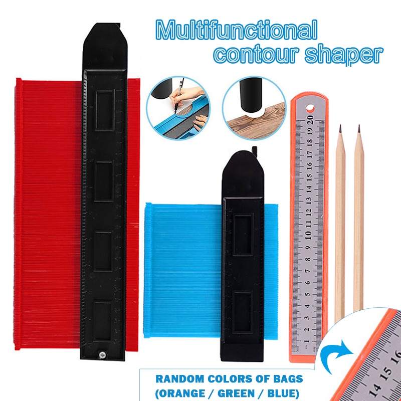 Herramientas de medición de perfiles de 5/10 pulgadas, duplicador profundo, baldosas, laminado, carpintería, calibre de plástico irregular, medidor de contorno, reglado: 5 piezas