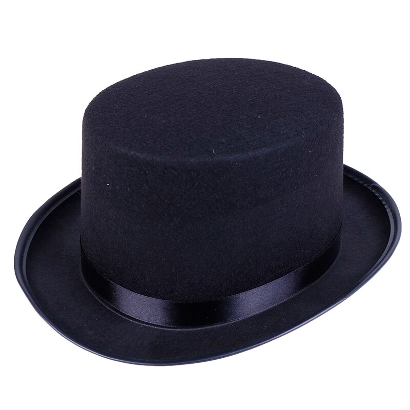 Black Top Hat Magician Hat Costume - Gentlemen Tuxedo Formal Headwear - Ringmaster Hat for Theatrical Plays Musicals