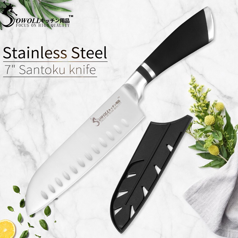 7 Inch Santoku Kitchen Knife Japanese Chef Knife Meat Cleaver Fish Salmon Fillet Sushi Knife Stainless Steel: Default Title