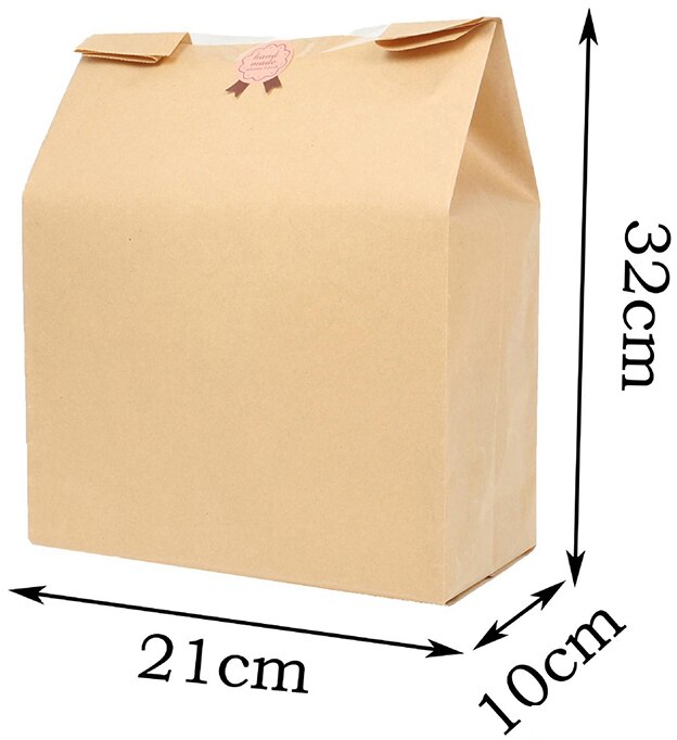 -20/Pack Brood Zak Kraft Voedsel Verpakking Opslag Bakkerij Tas Met Venster: 21x10x32cm