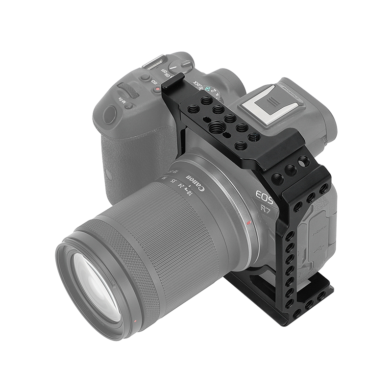 HDRIG demi-caméra Cage avec 2 supports de chaussures sur le dessus et plusieurs fils 1/4 "-20/Anti-torsion 1/4"-20 support femelle pour Canon EOS R7