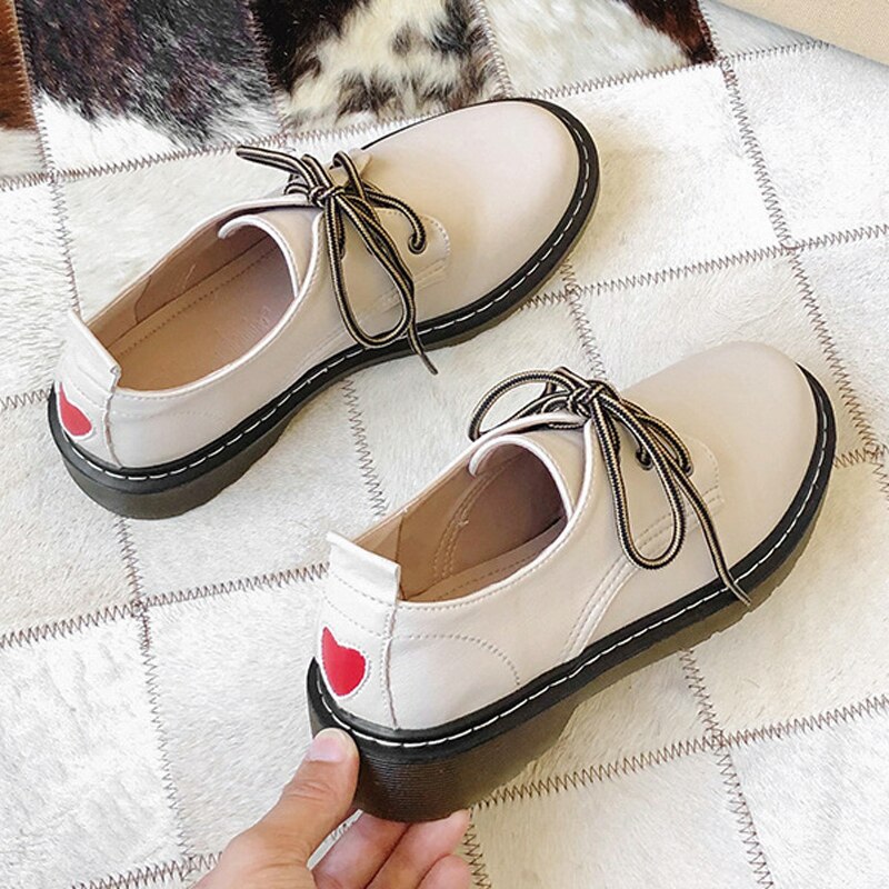 Natascha kvinde flats oxford sko dame mærke sneakers kvinder snøre flade tykbundede platform loafers rund tå casual pu