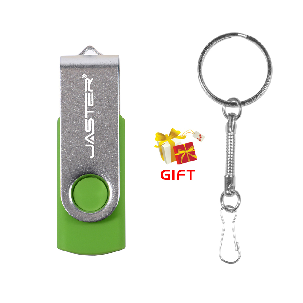 JASTER Rotatable Colorful USB 2.0 Flash Drive 128GB Memory Stick 64GB Silver Clip Pen Drive 32GB U Disk 16GB 8GB: green / 64 GB