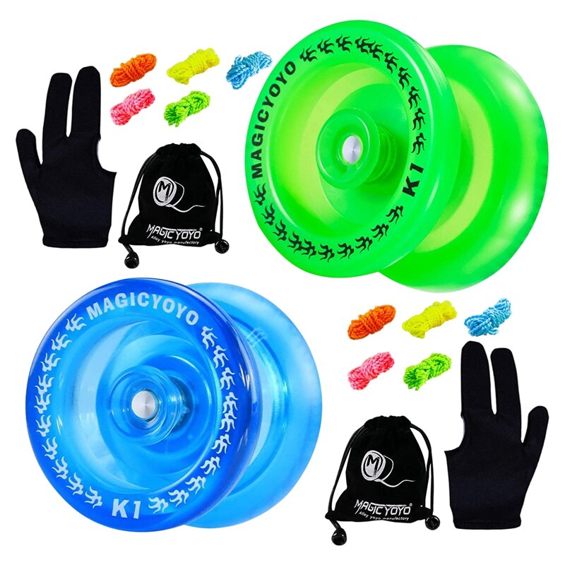 Magicyoyo  k1 plus responsives jojo für kinder, kunststoff-jojo mit schmalem c-kugellager, jojo für anfänger (blau & grün): Default Title